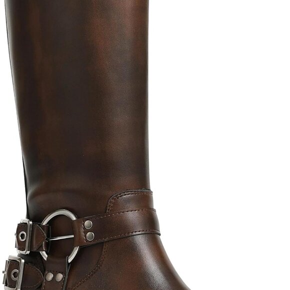 Fashionable Brown Knee High Riding Boots for Women with Chunky Heel - Picture 1 of 6